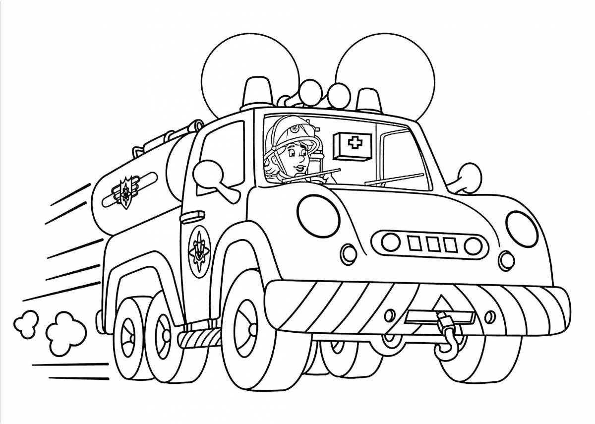 Large fire truck coloring page