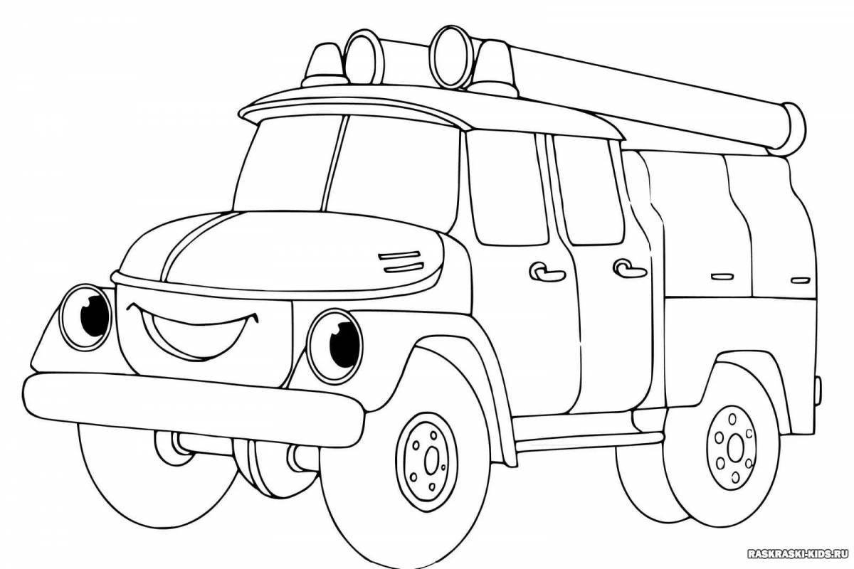 Coloring wonderful fire truck