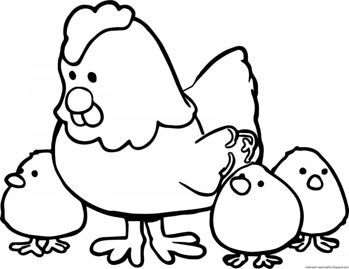 Adorable chicken coloring page