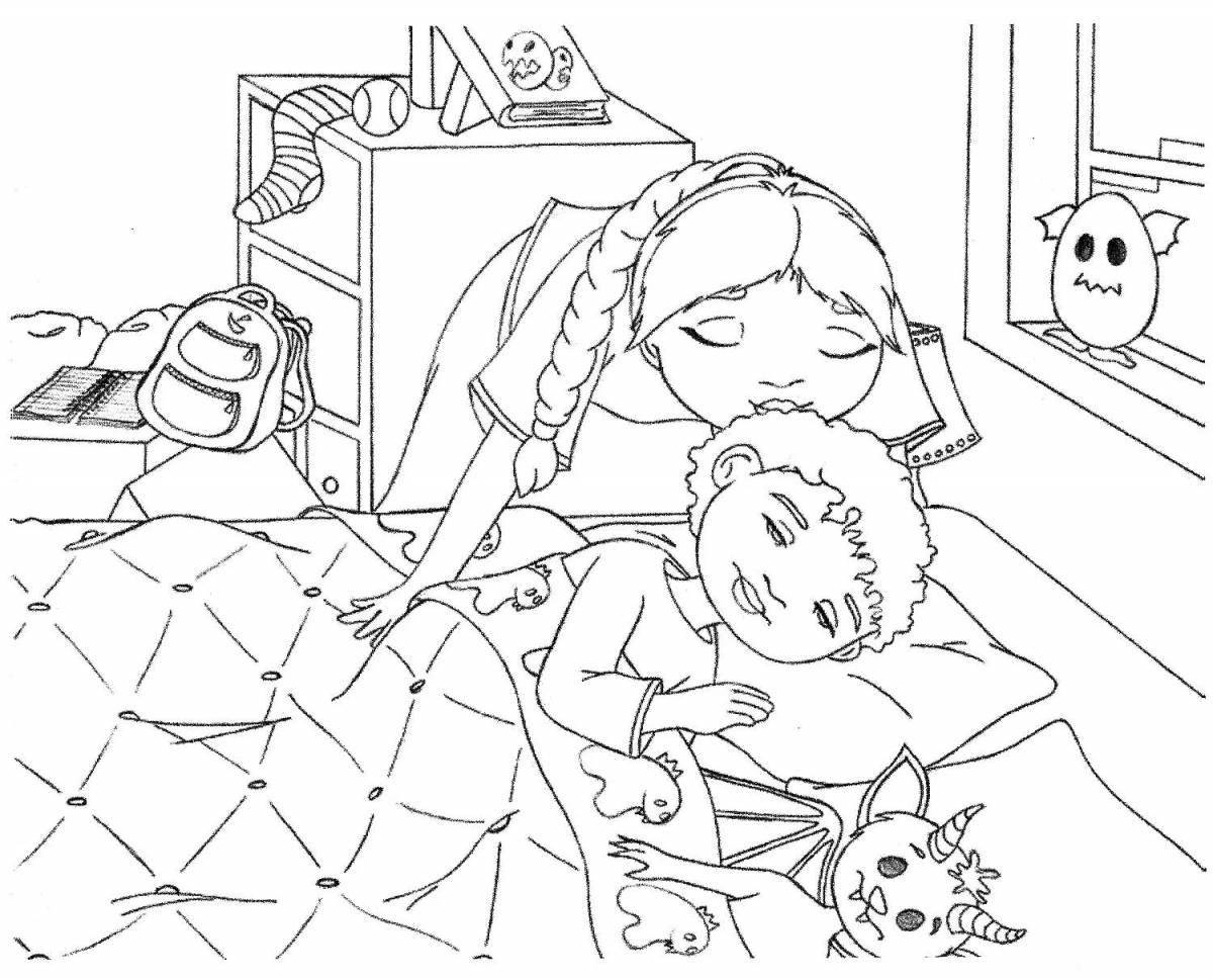 Раскраска Очаровательная вечерняя раскраска