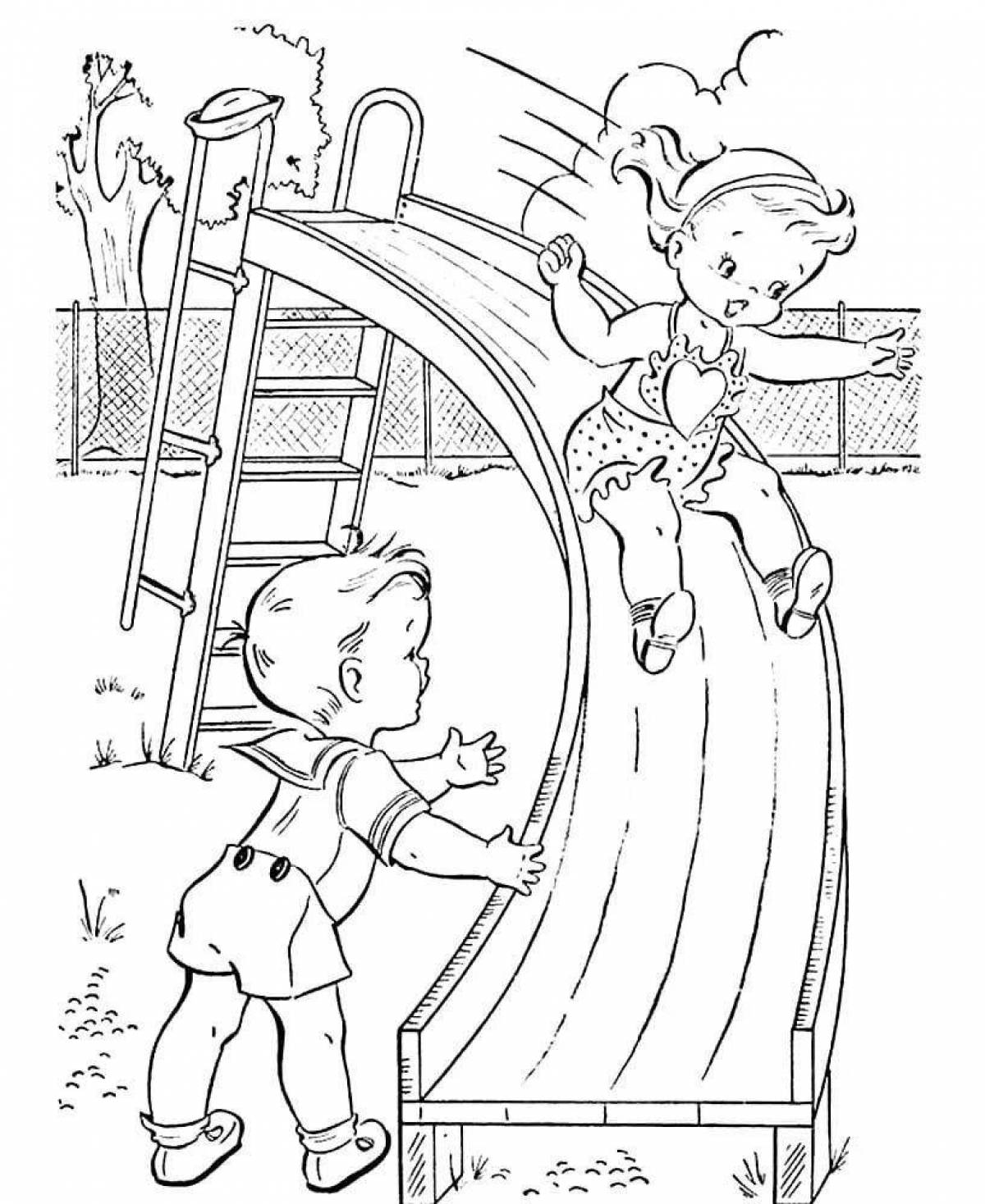 Colourful adventure coloring page area