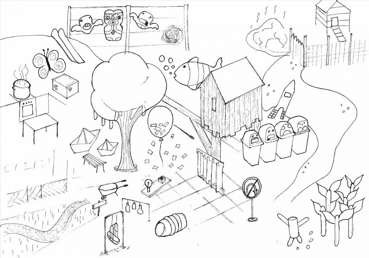 Coloring page area colorful-journey