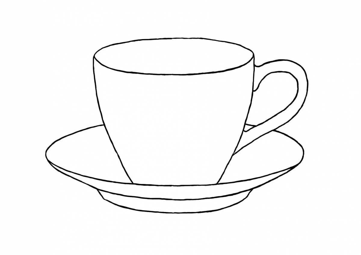Colorful tea cup coloring book for kids