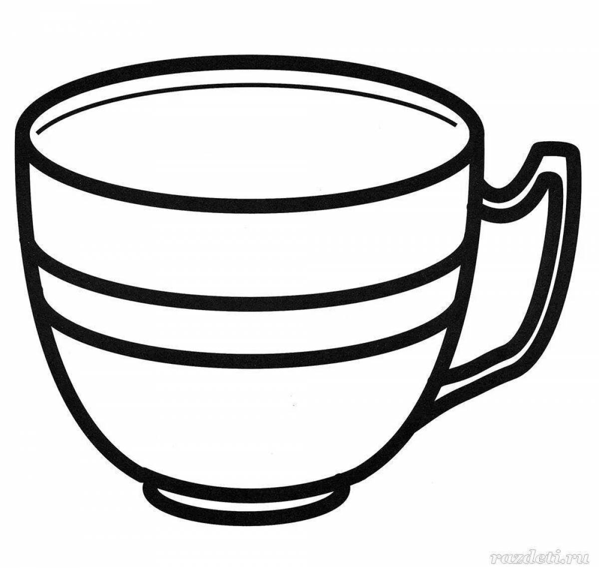 Очаровательная чашка чая раскраска для детей