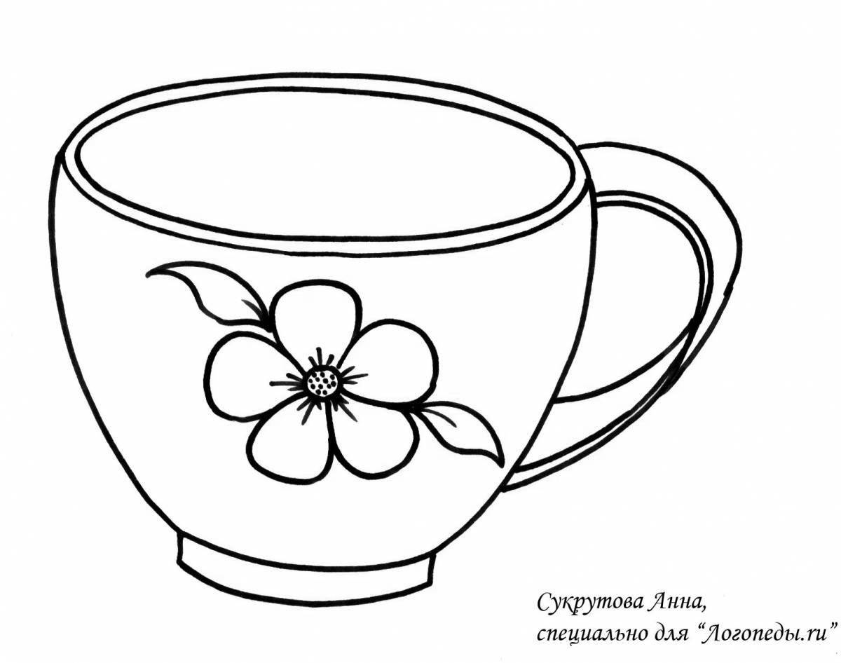 Merry cup of tea coloring for kids