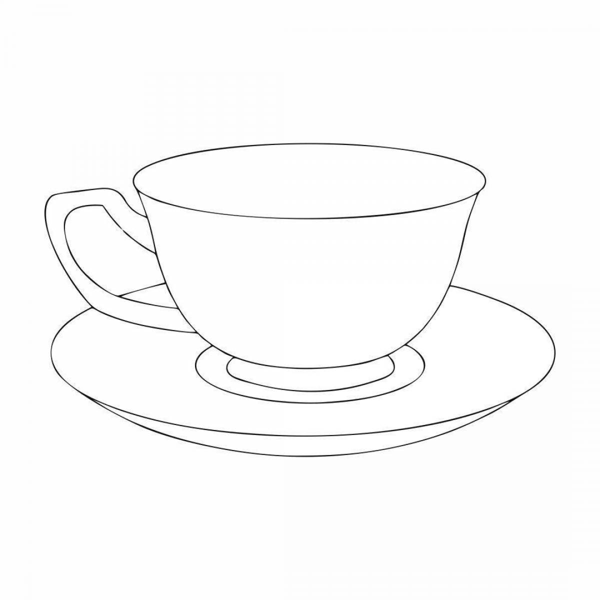 Fun tea cup coloring page for juniors