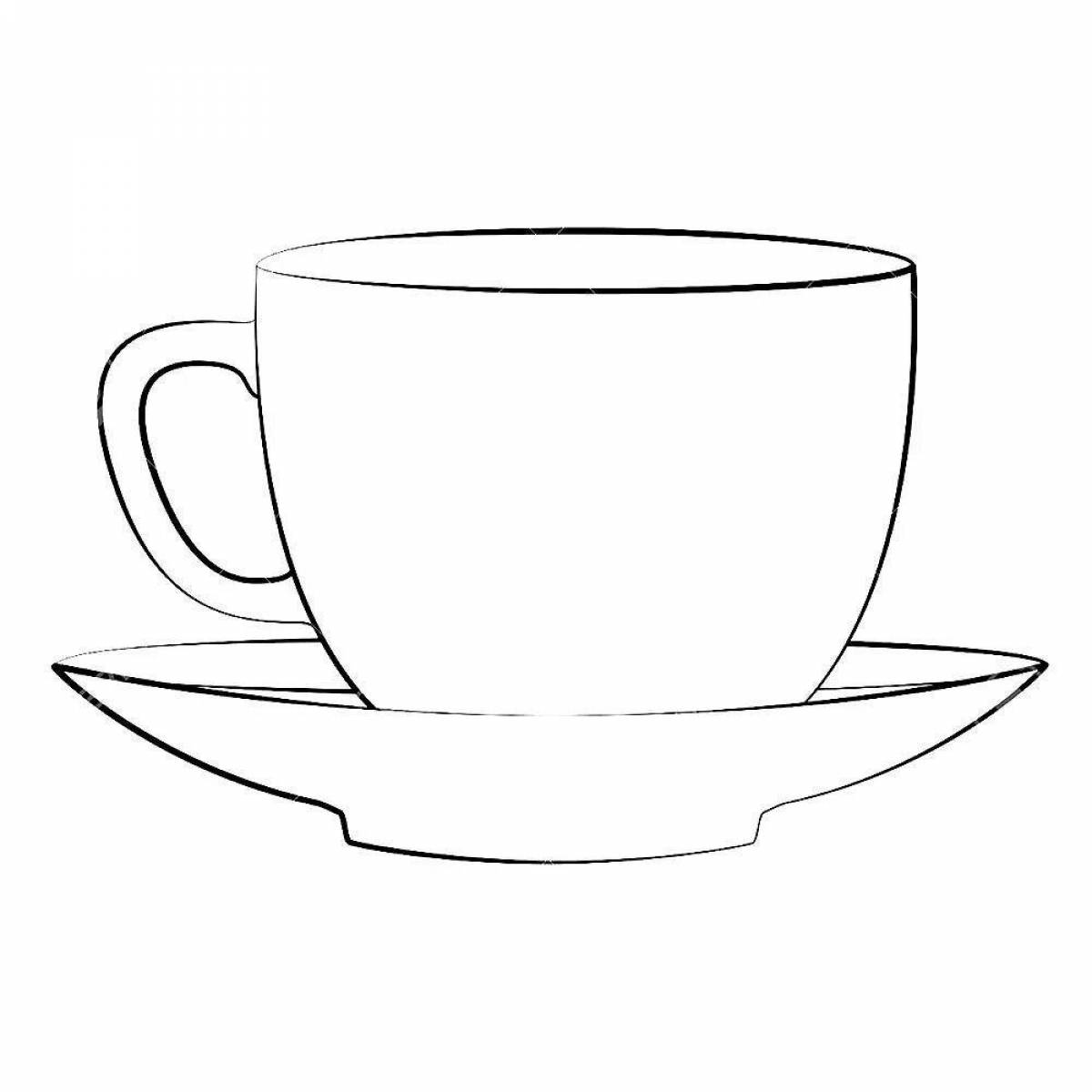 Nice tea cup coloring book for kids