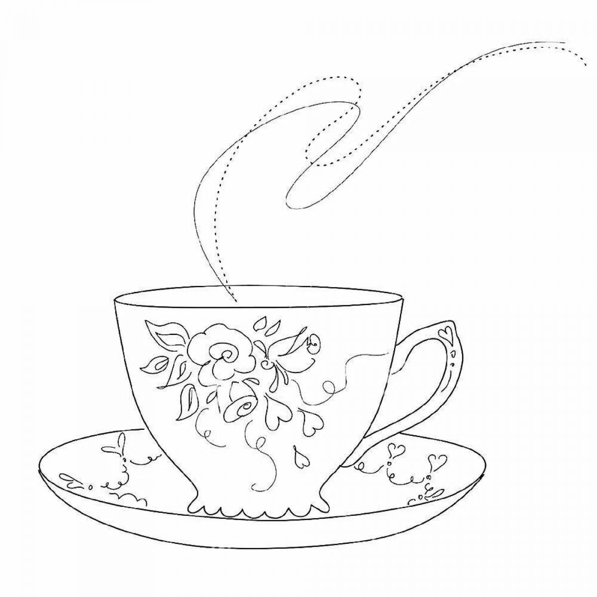 Раскраска «великолепная чайная чашка» для малышей
