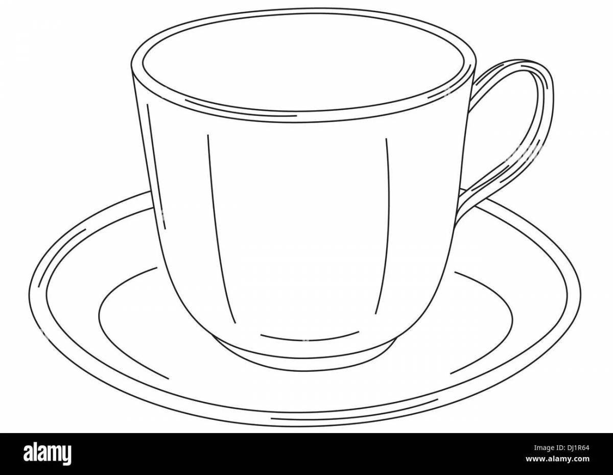 Удивительная страница раскраски чайной чашки для дошкольников