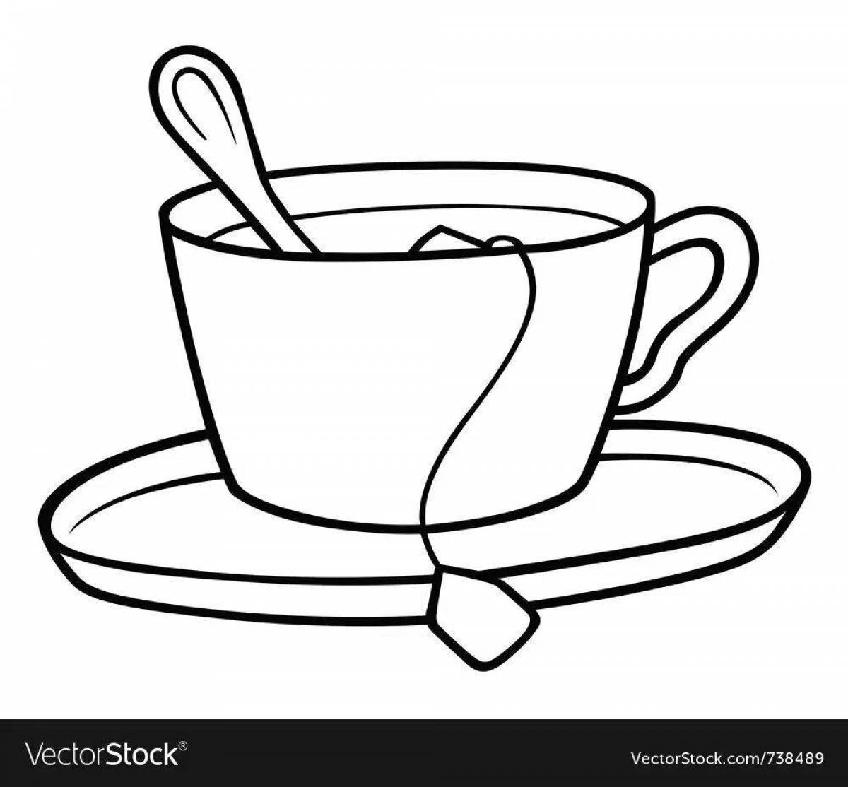 Раскраска изысканная чайная чашка для юниоров