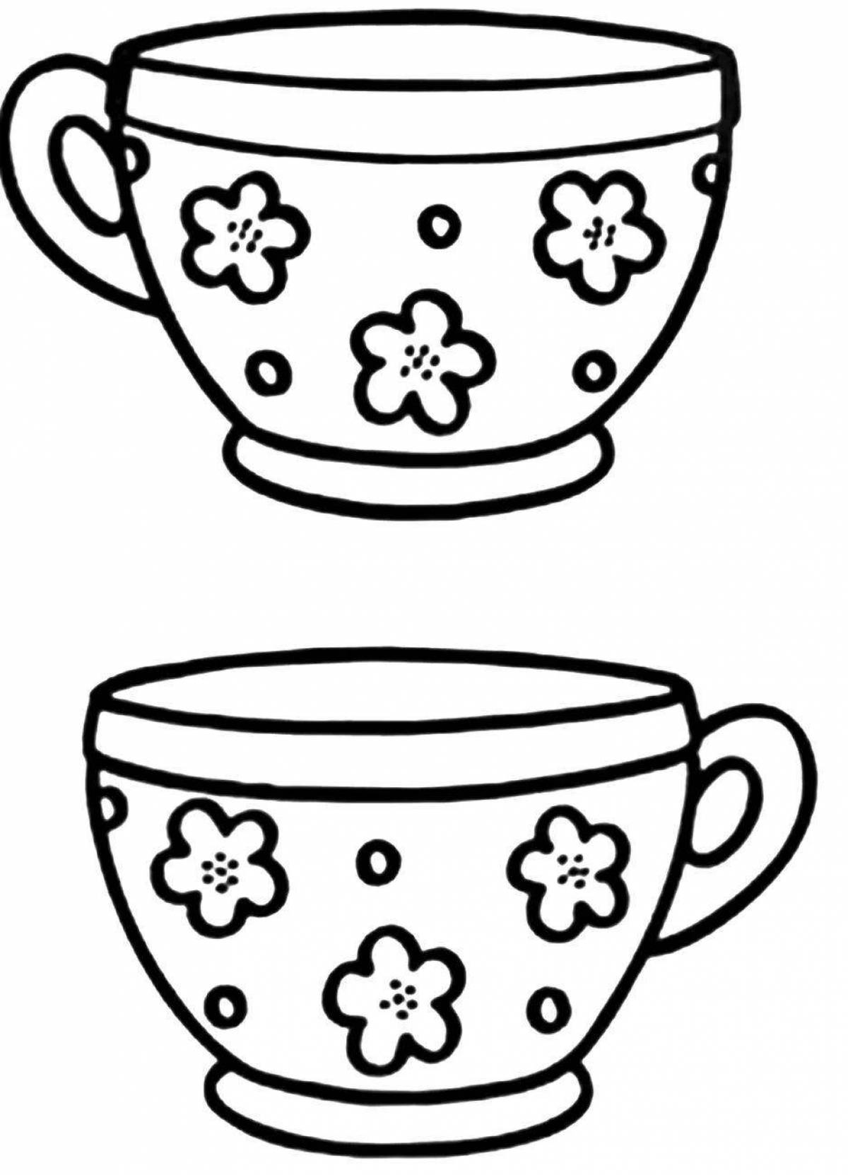 Glitter tea cup coloring book for toddlers