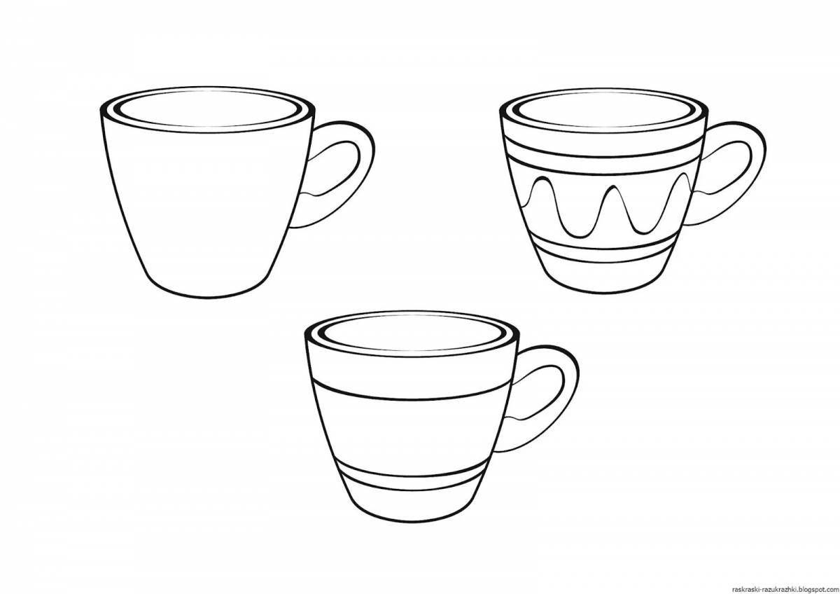 Adorable tea cup coloring page for kids