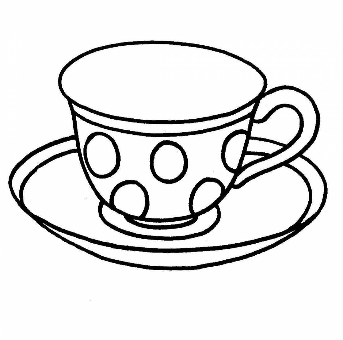Раскраска сияющая чайная чашка для детей