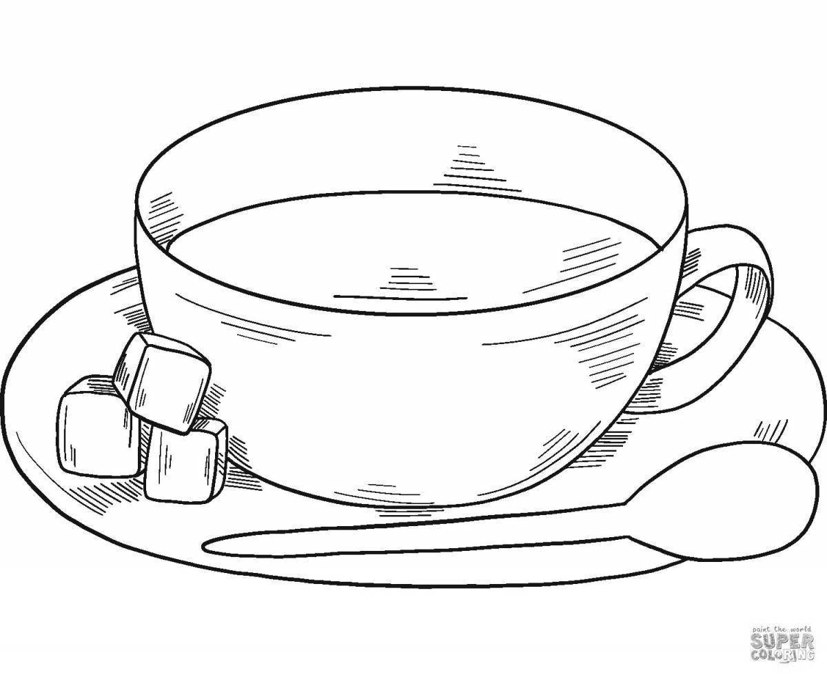 Coloring page glamor tea cup for kids