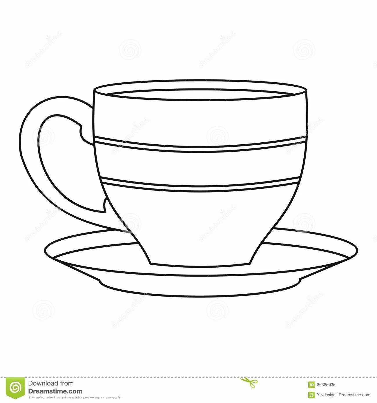 Милая чашка чая раскраска для младенцев