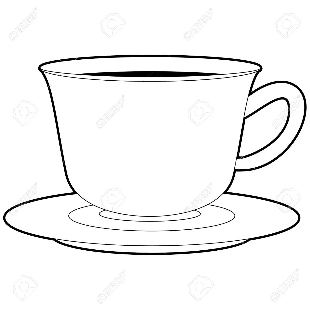 Attractive coloring book tea cup for kids