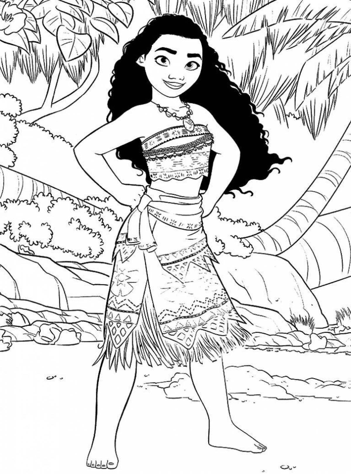 Colorful moana coloring book for kids