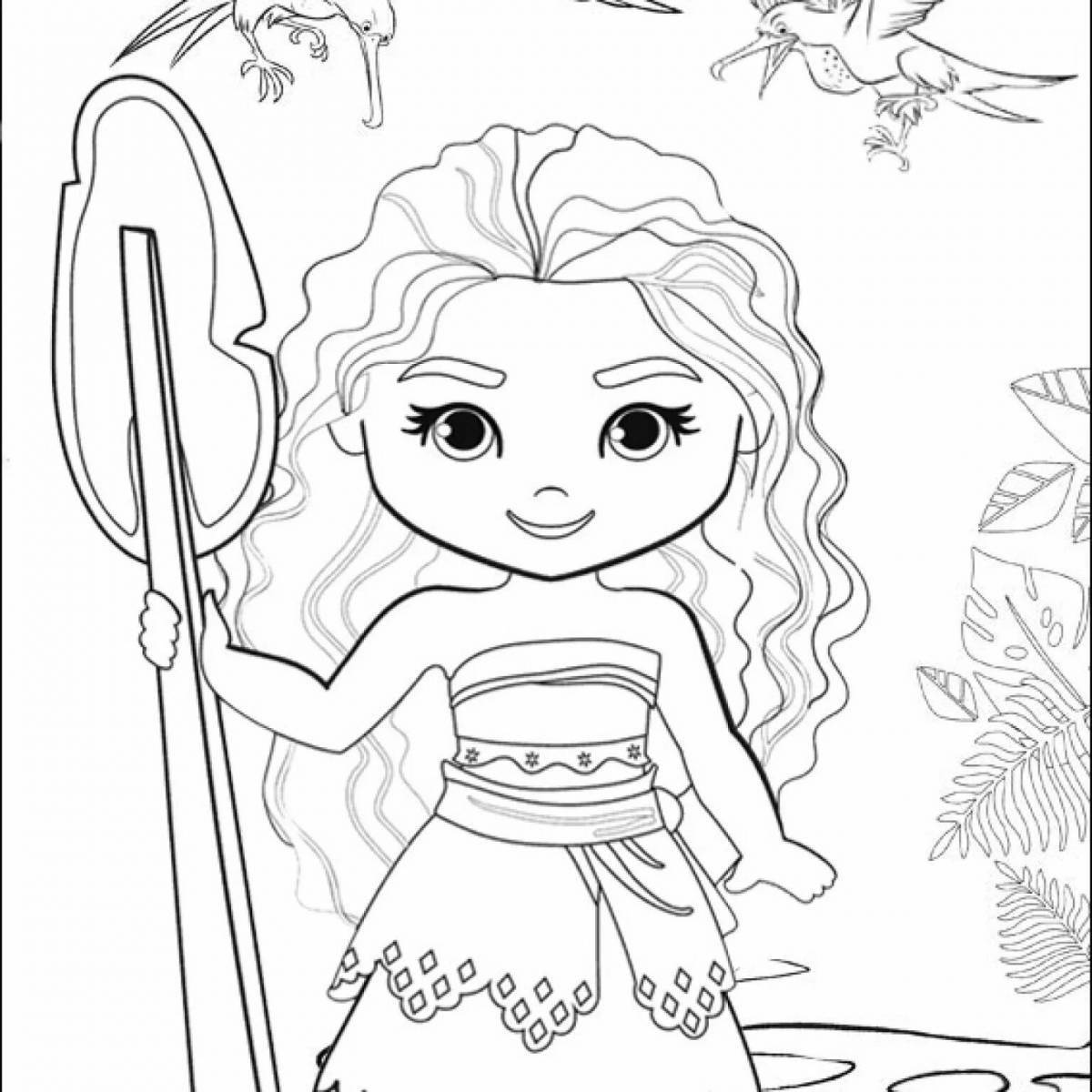 Cute moana coloring book for kids