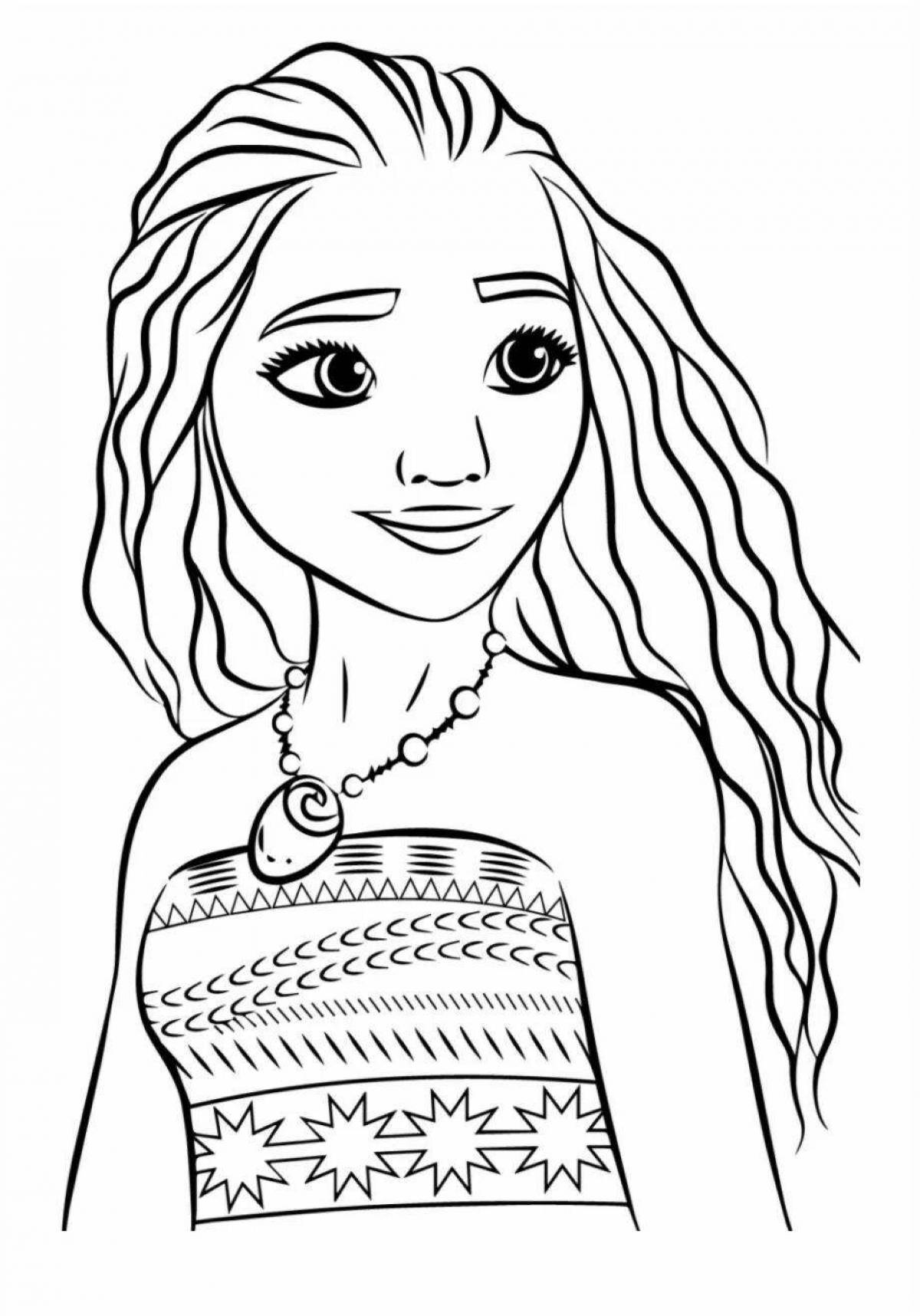 Moana play coloring for kids