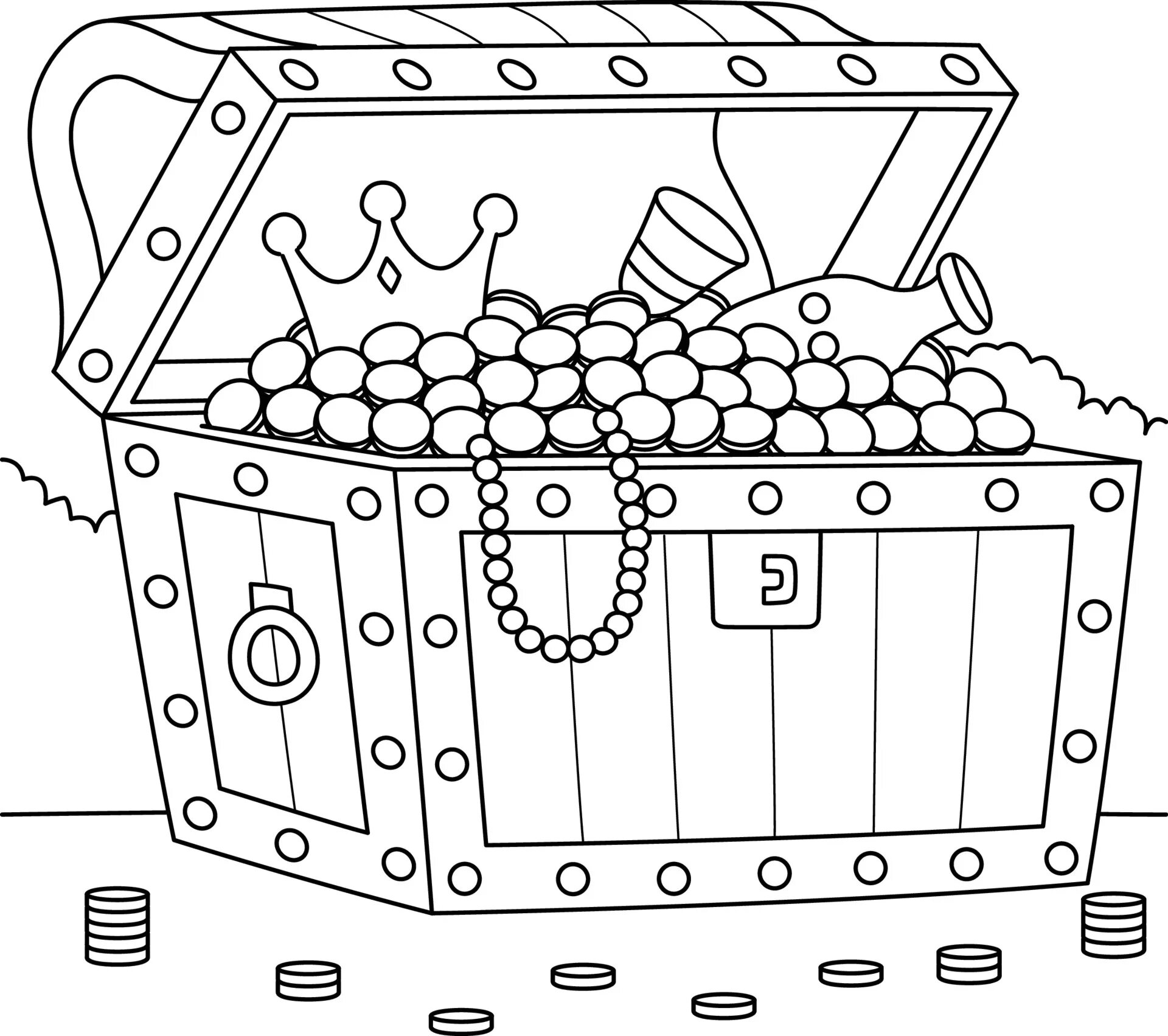 Exciting treasure coloring page