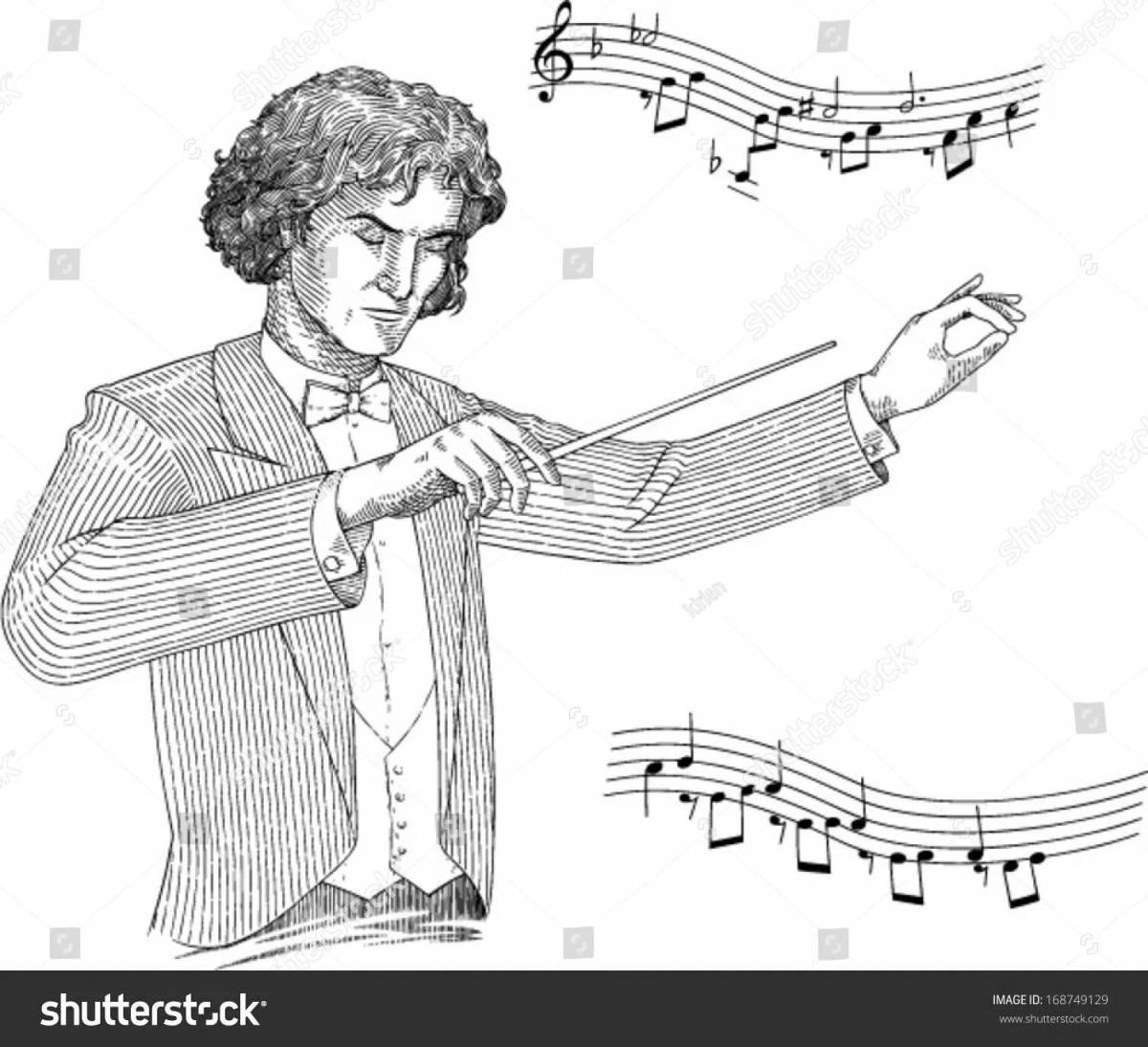 Coloring page festive conductor