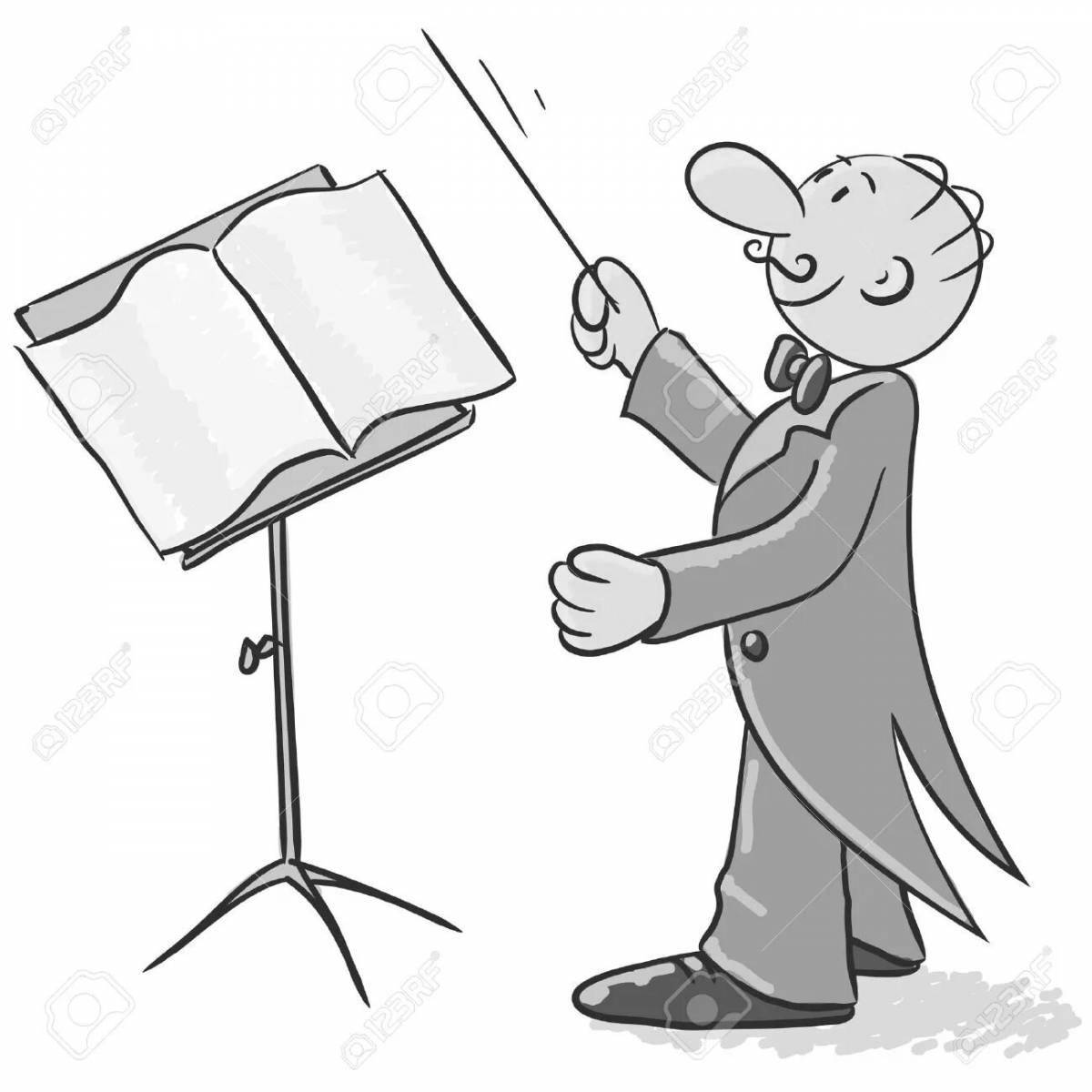 Charming conductor coloring page