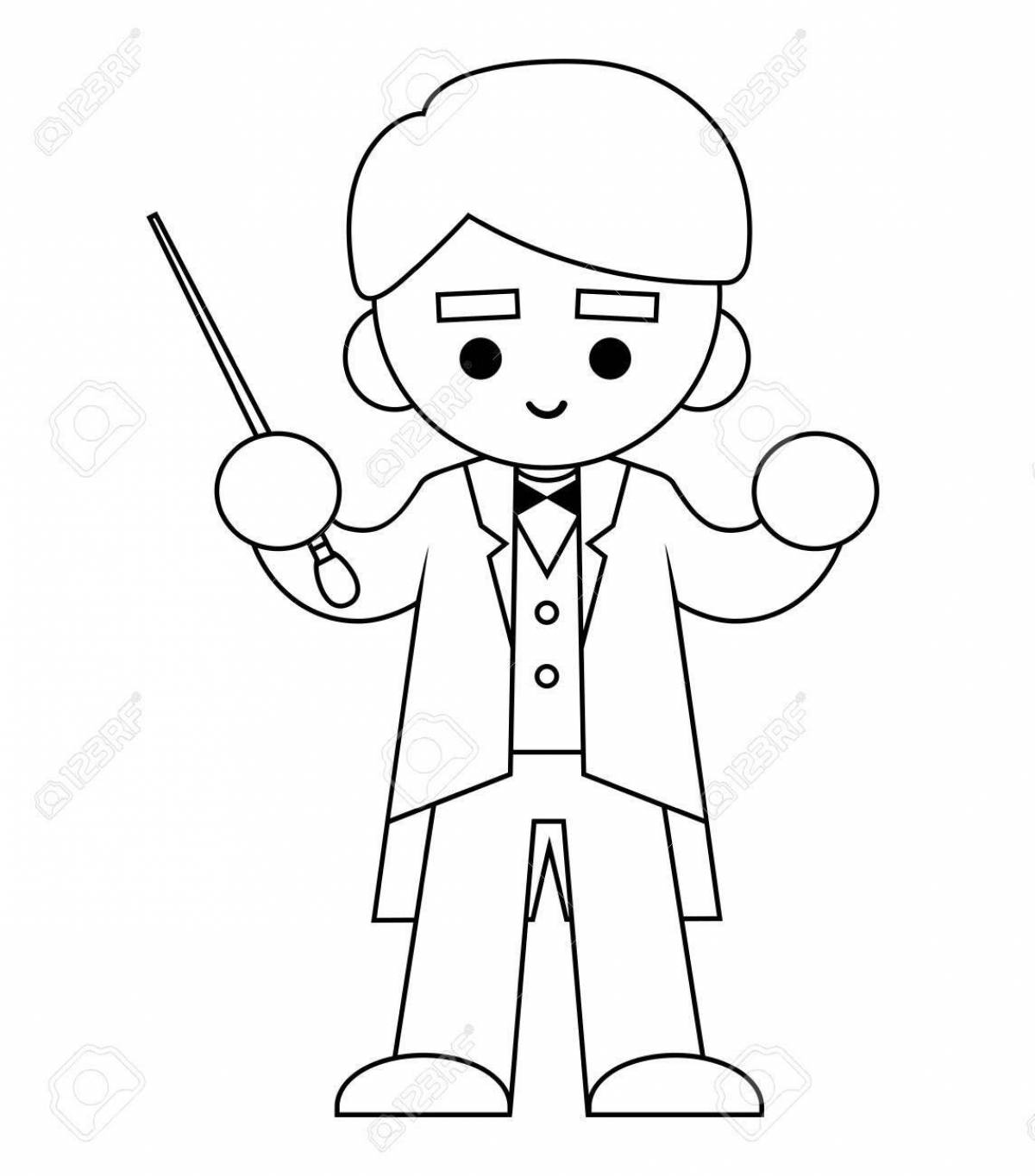 Coloring page elegant conductor