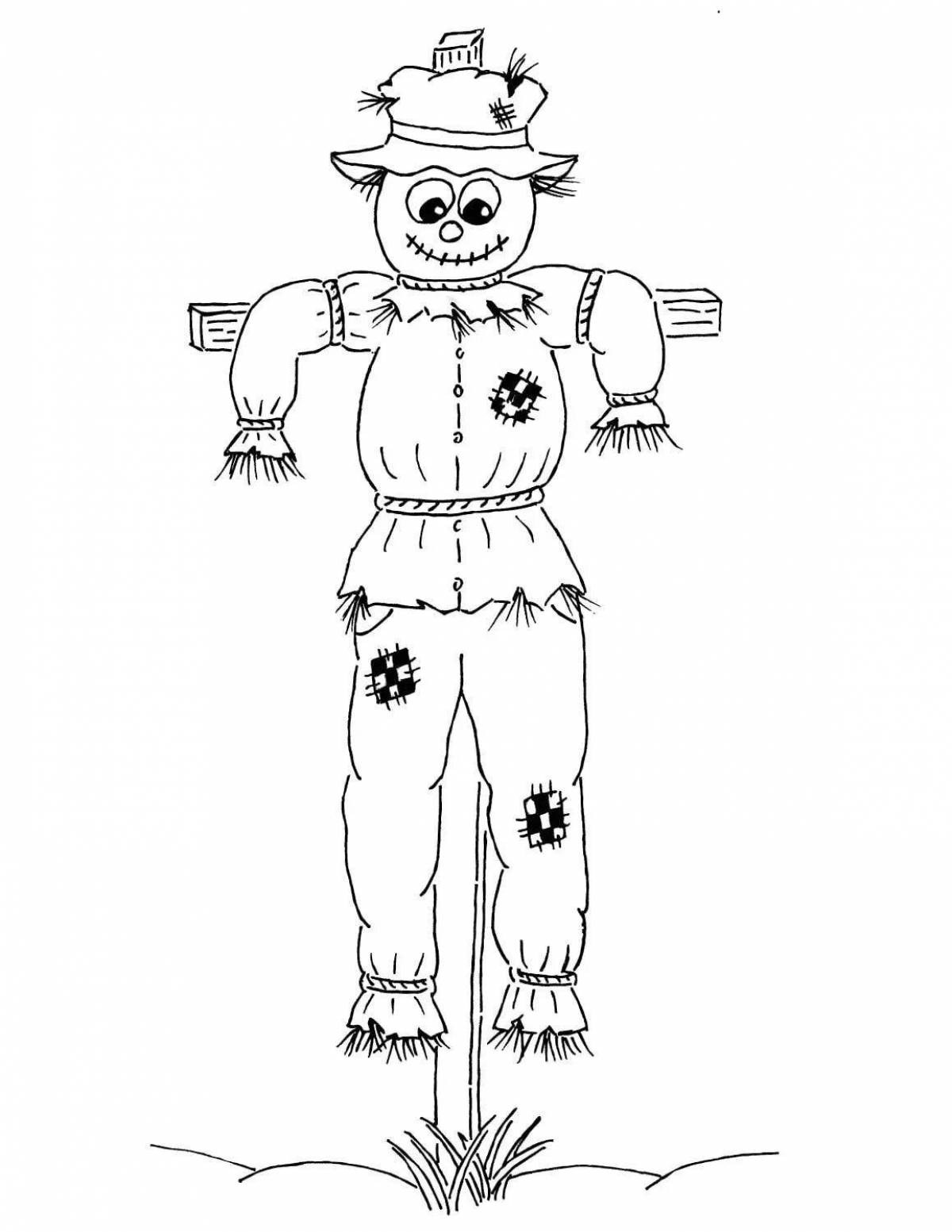 Colorful scarecrow coloring page
