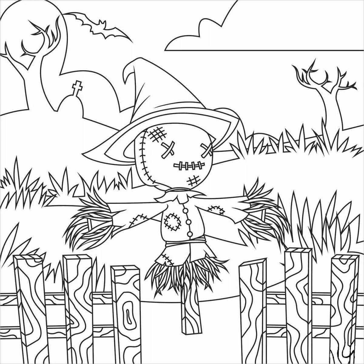 Coloring page happy scarecrow