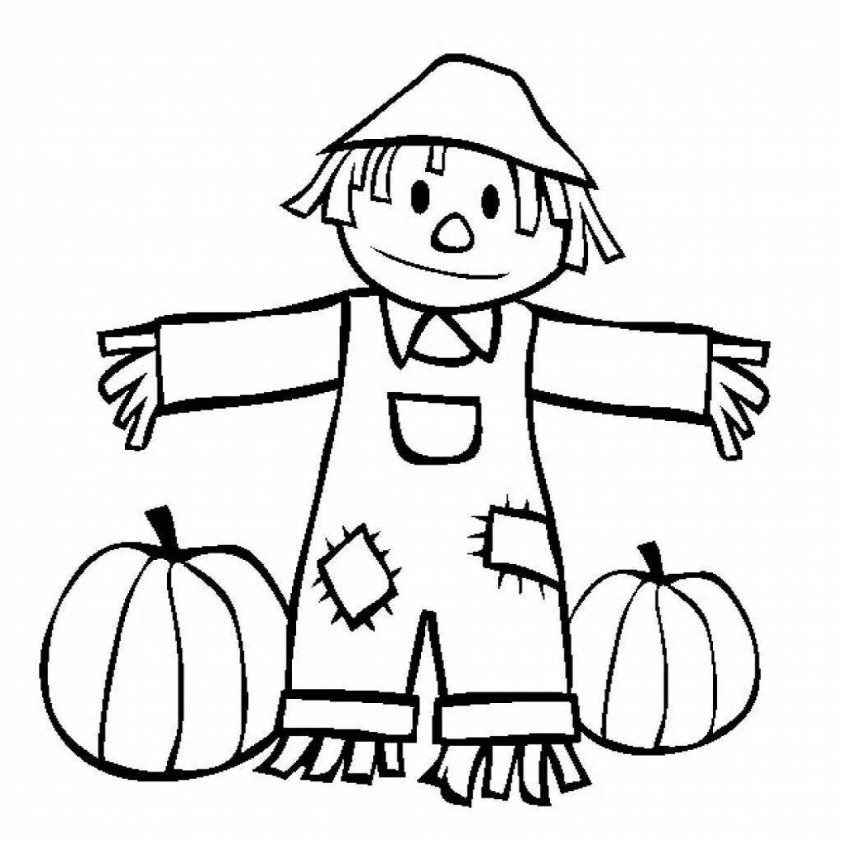 Coloring page adorable scarecrow