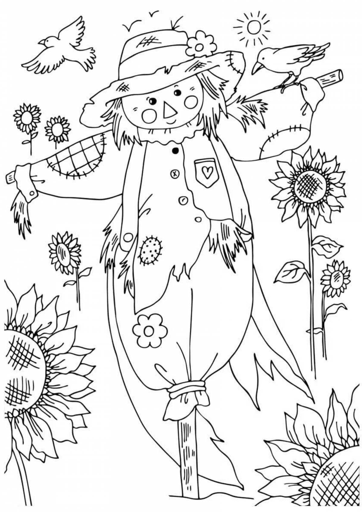 Amazing scarecrow coloring page