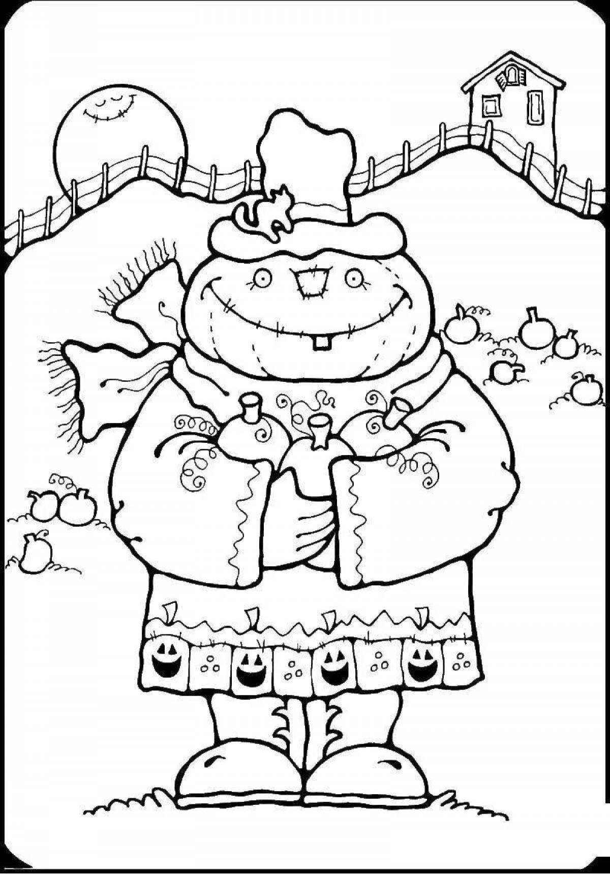 Colourful scarecrow coloring book