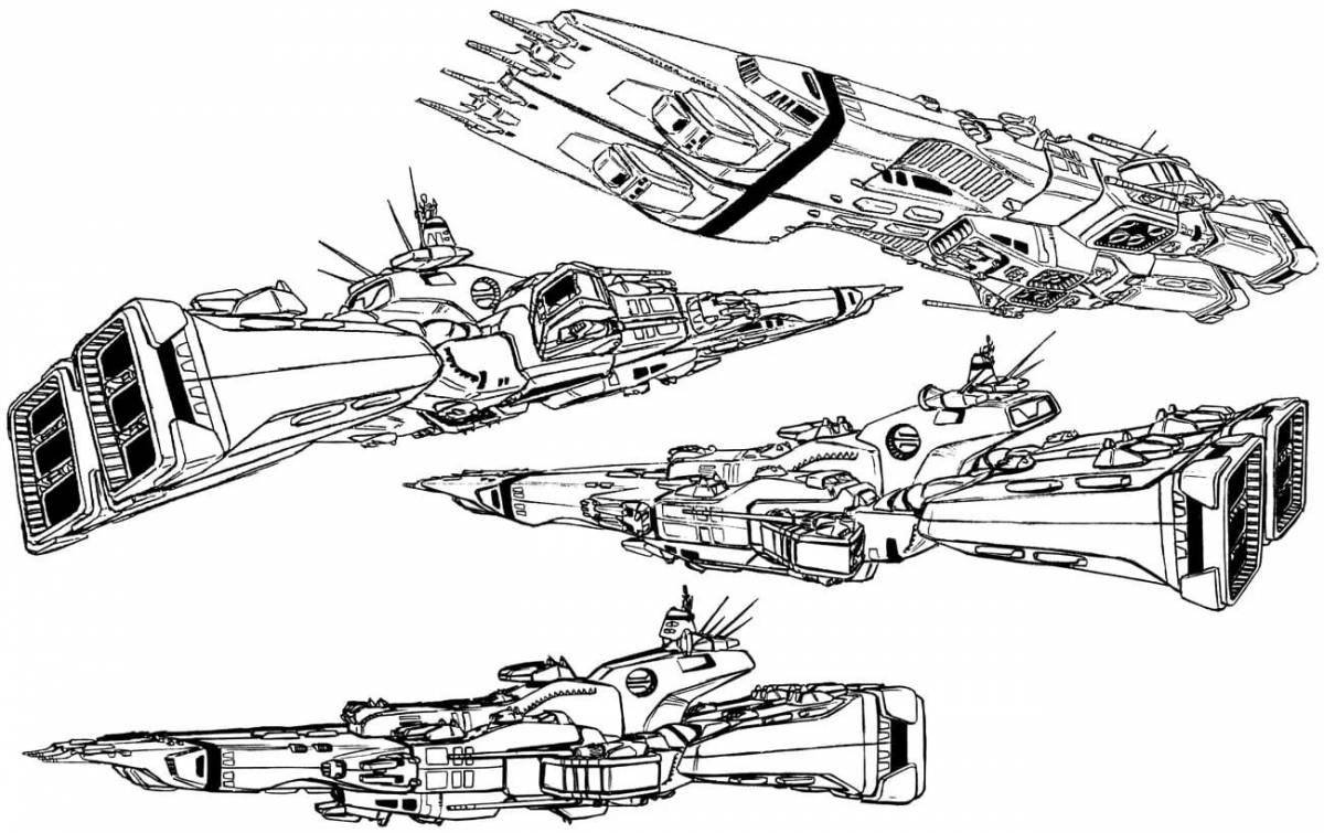 Awesome starship coloring page