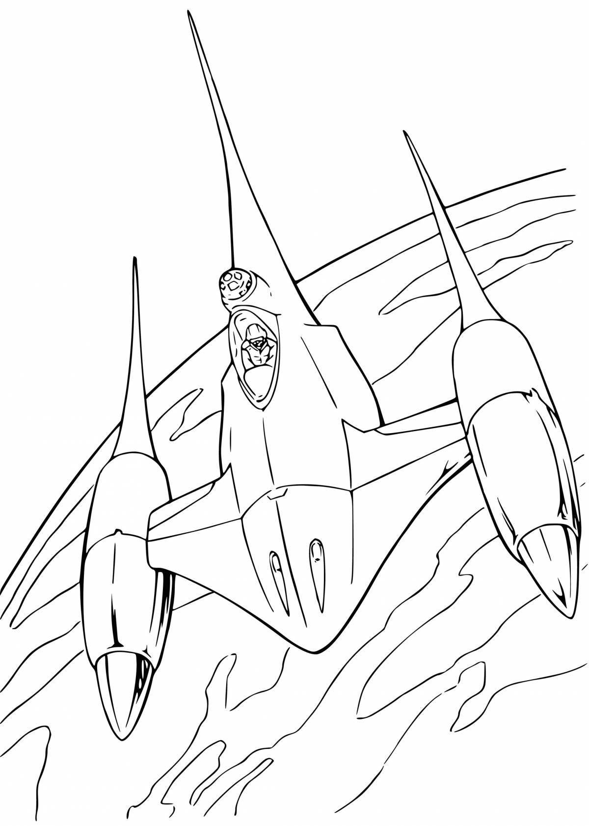 Brightly colored starship coloring page