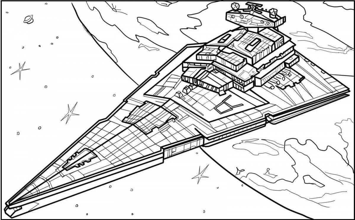 Starship coloring page with bright colors