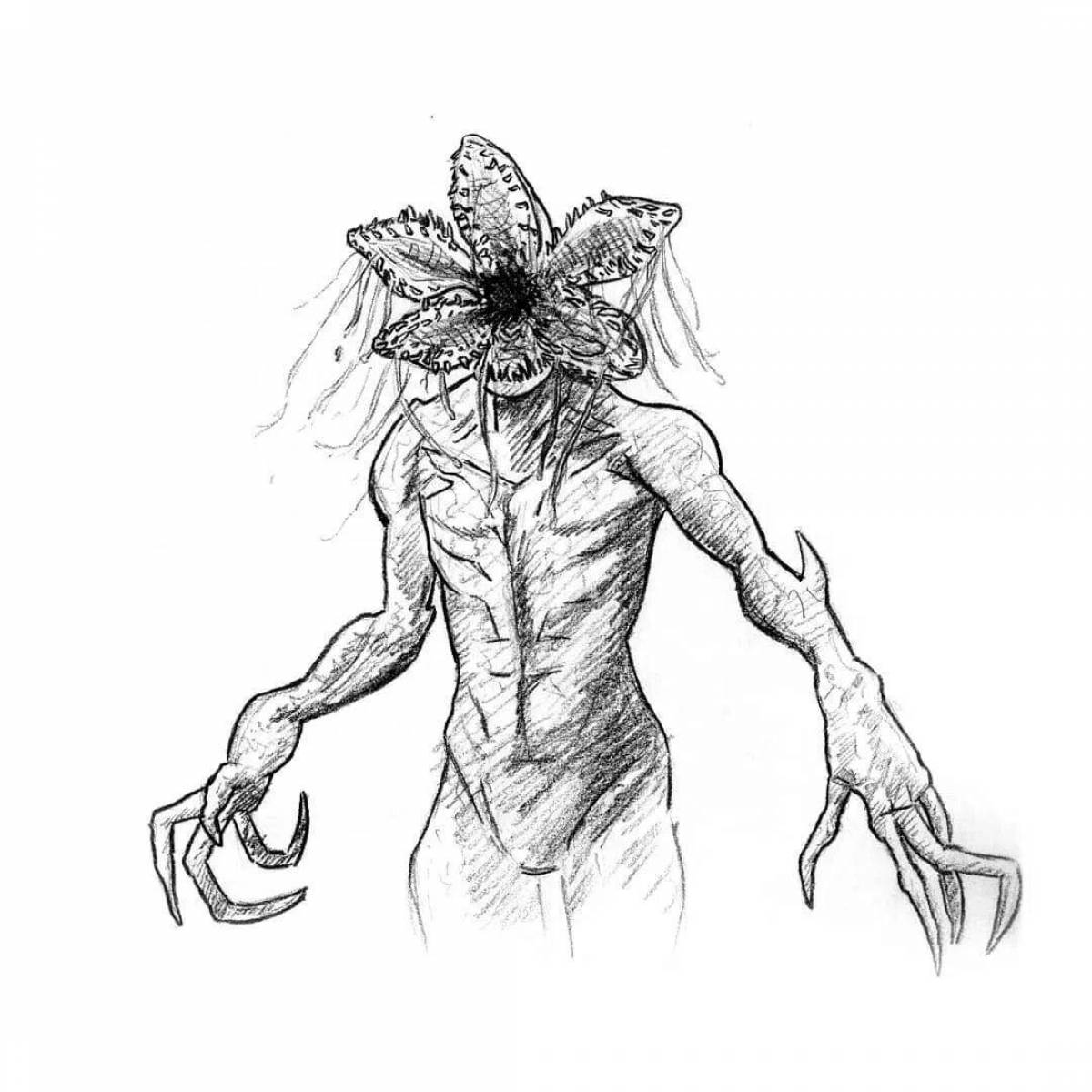 Colorful demogorgon coloring page