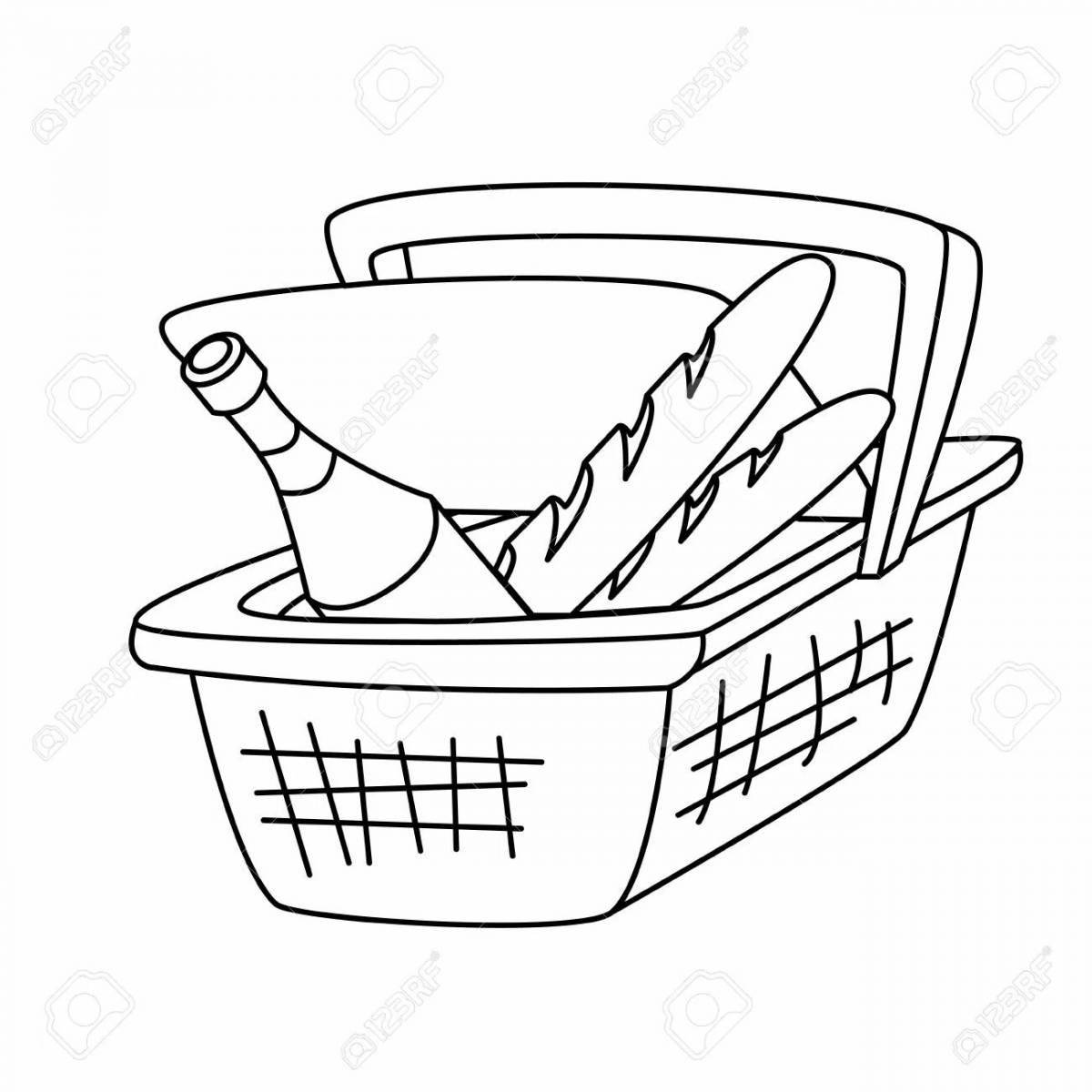 Colorful picnic basket with food