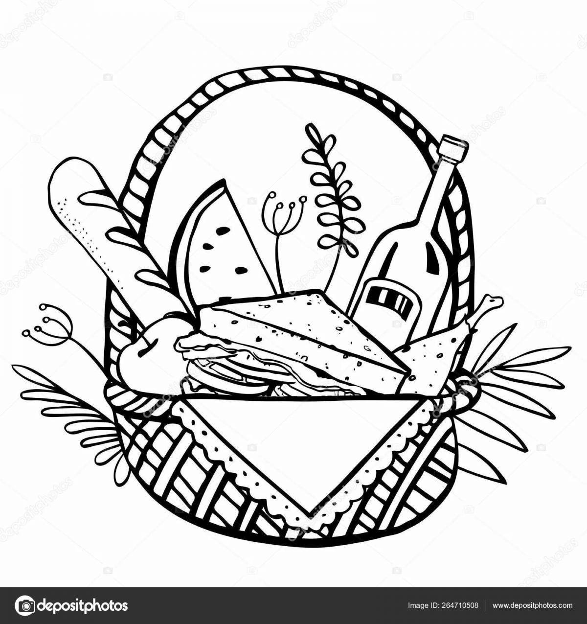Appetizing picnic basket with food