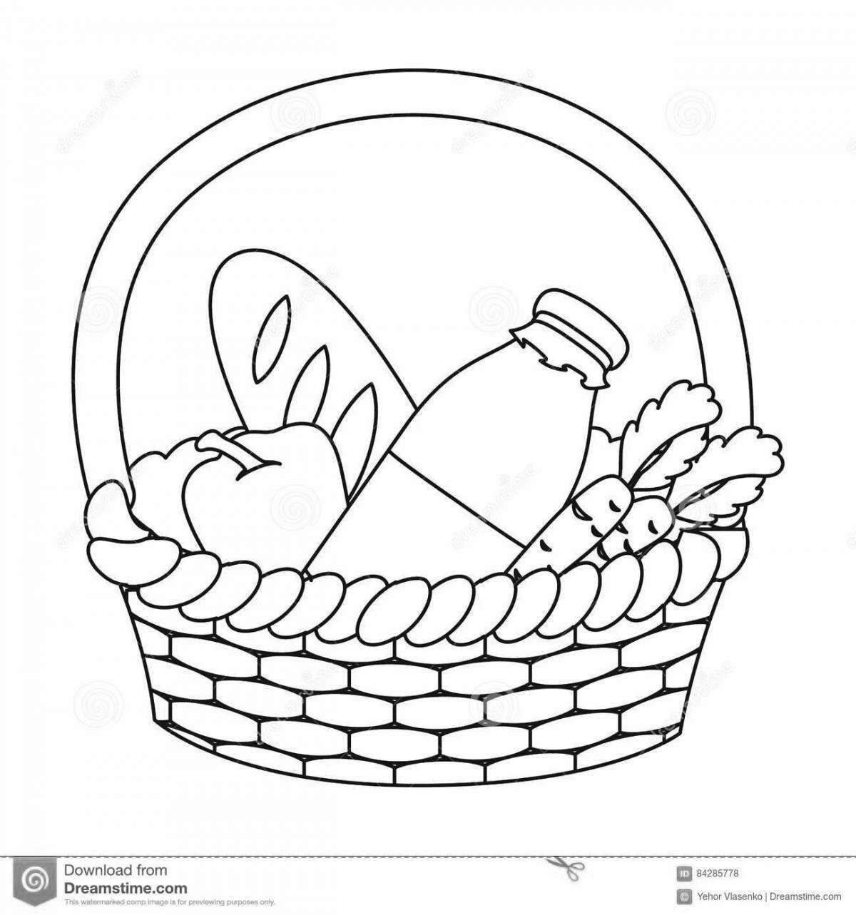 Refreshing picnic basket with food