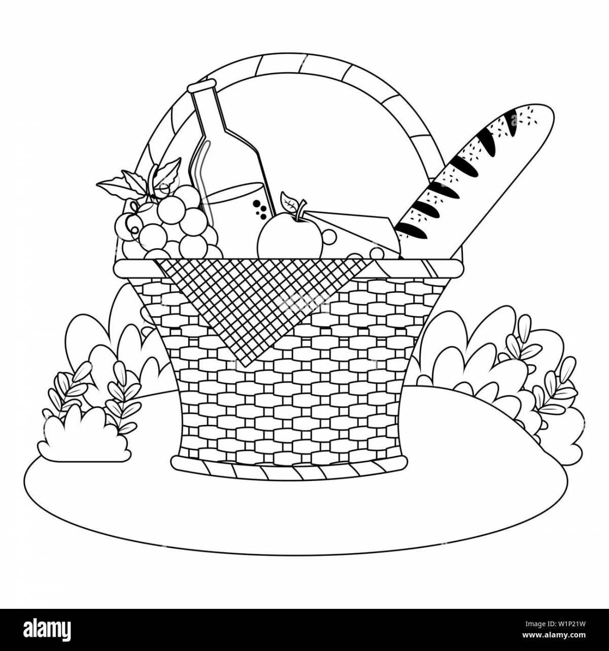 Photo Rich picnic basket with food