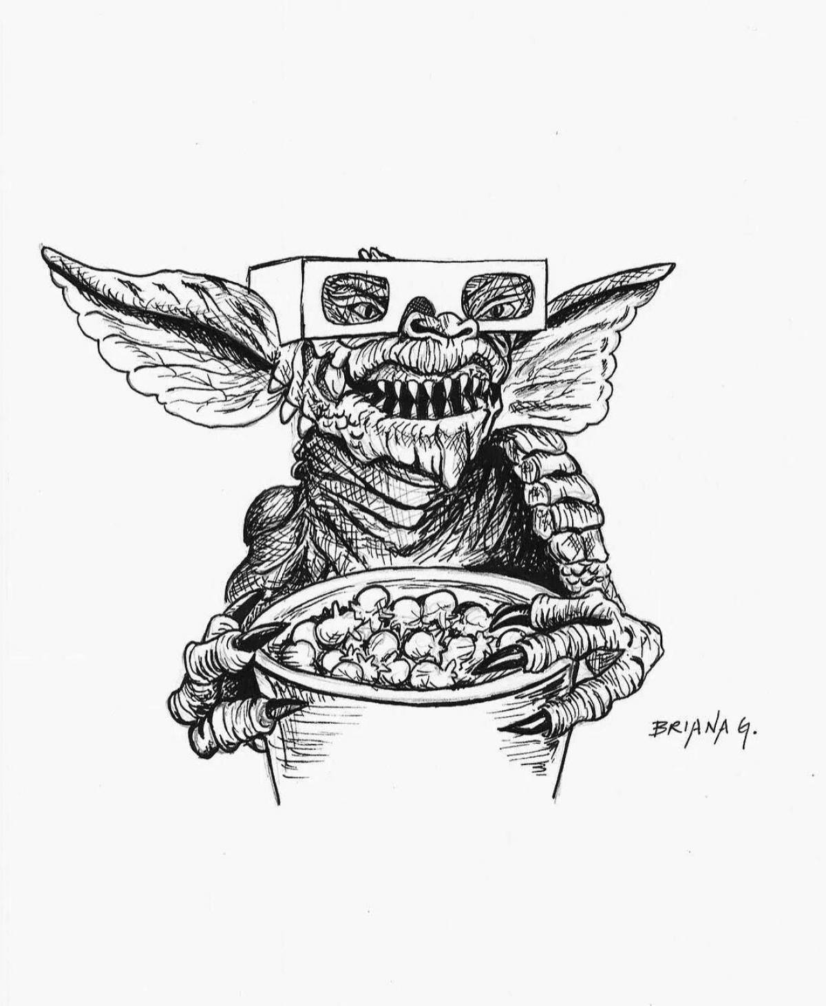 Naughty gremlins coloring page