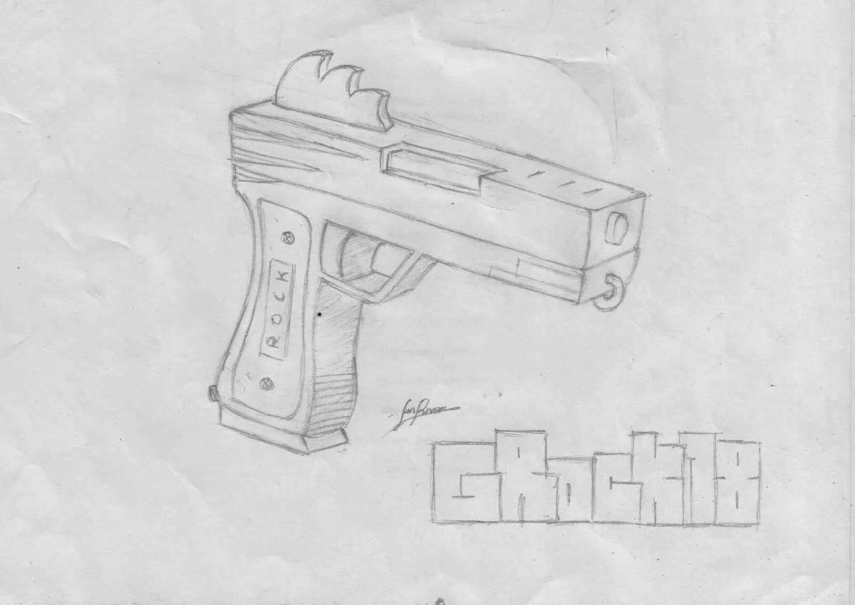 Глок 18 рисовать