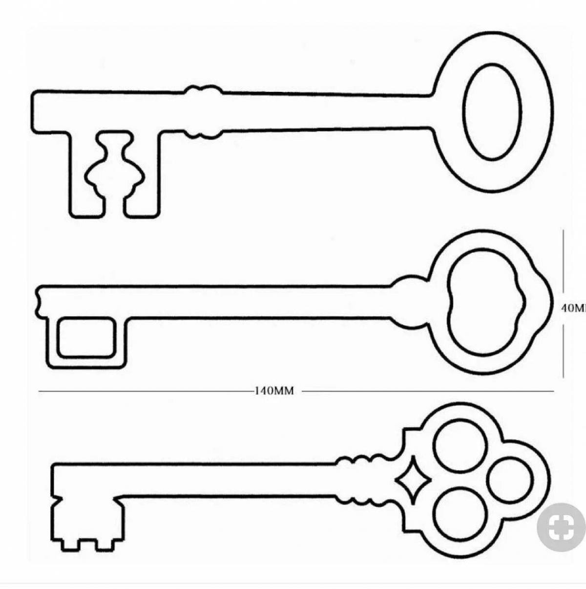 Adorable golden key coloring book for kids