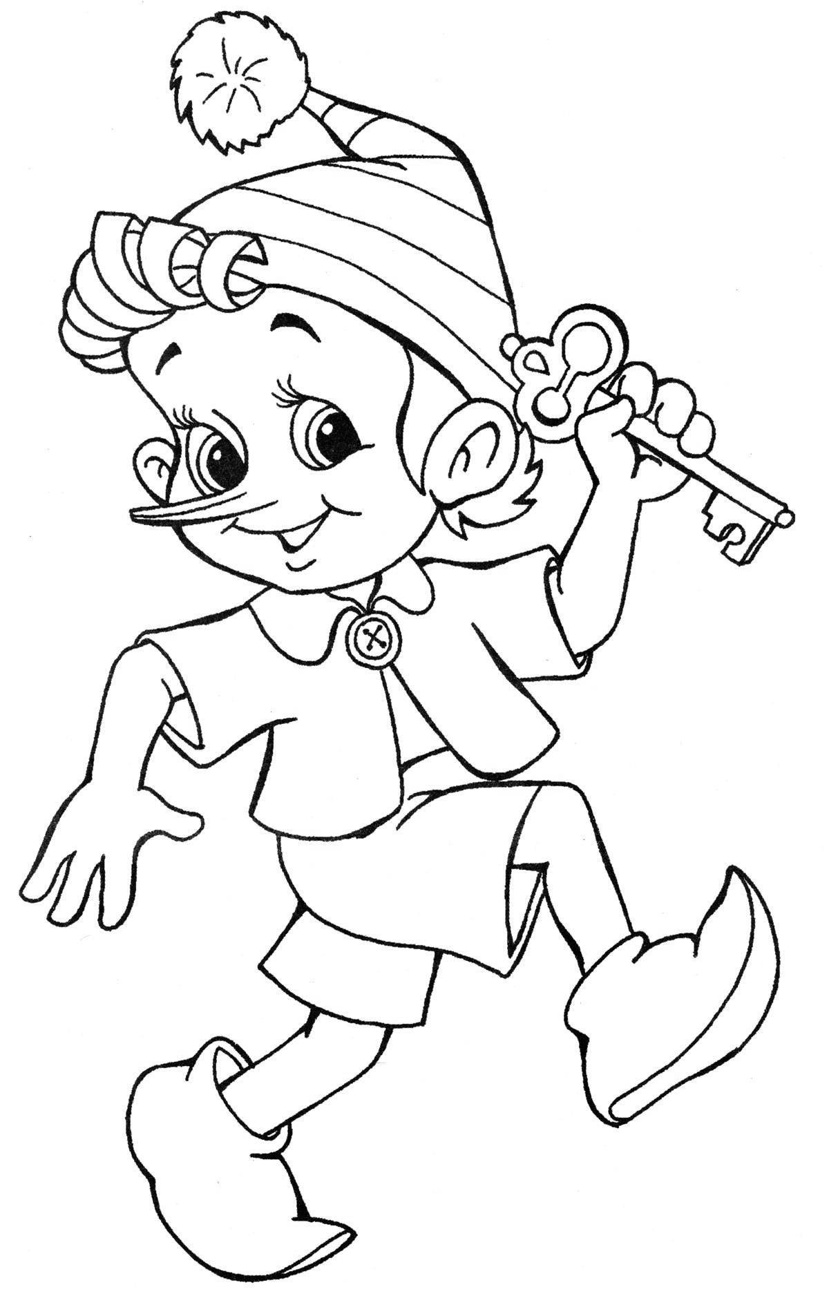 Adorable golden key coloring book for kids