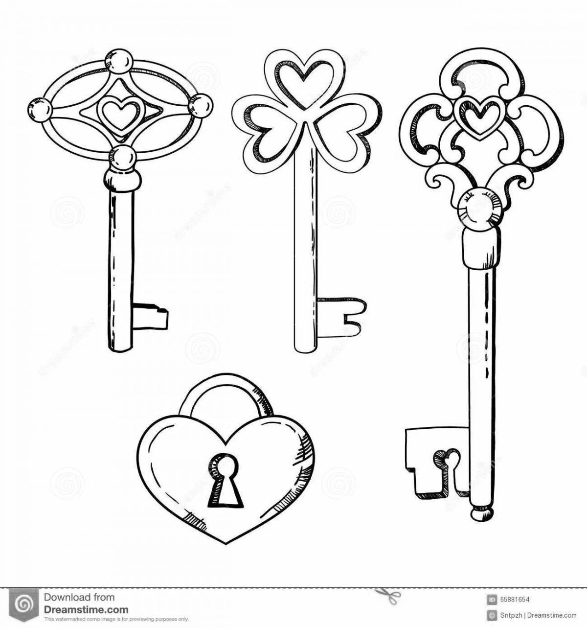 Adorable golden key coloring book for kids