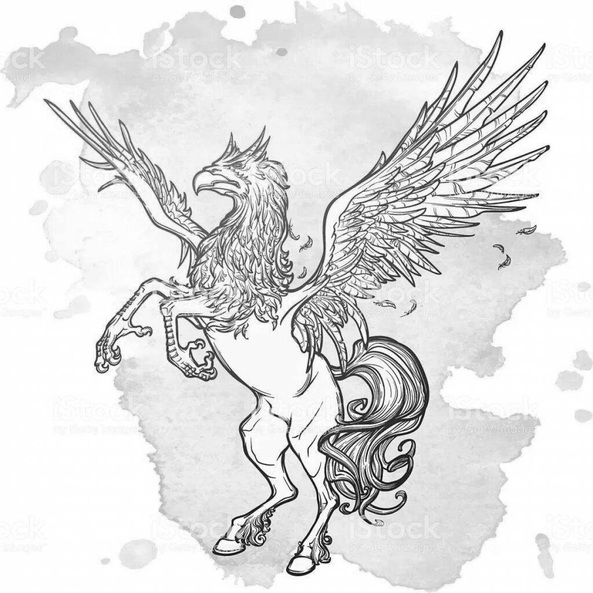 Large hippogriff coloring page
