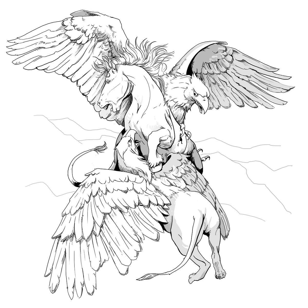 Hippogryph glitter coloring book