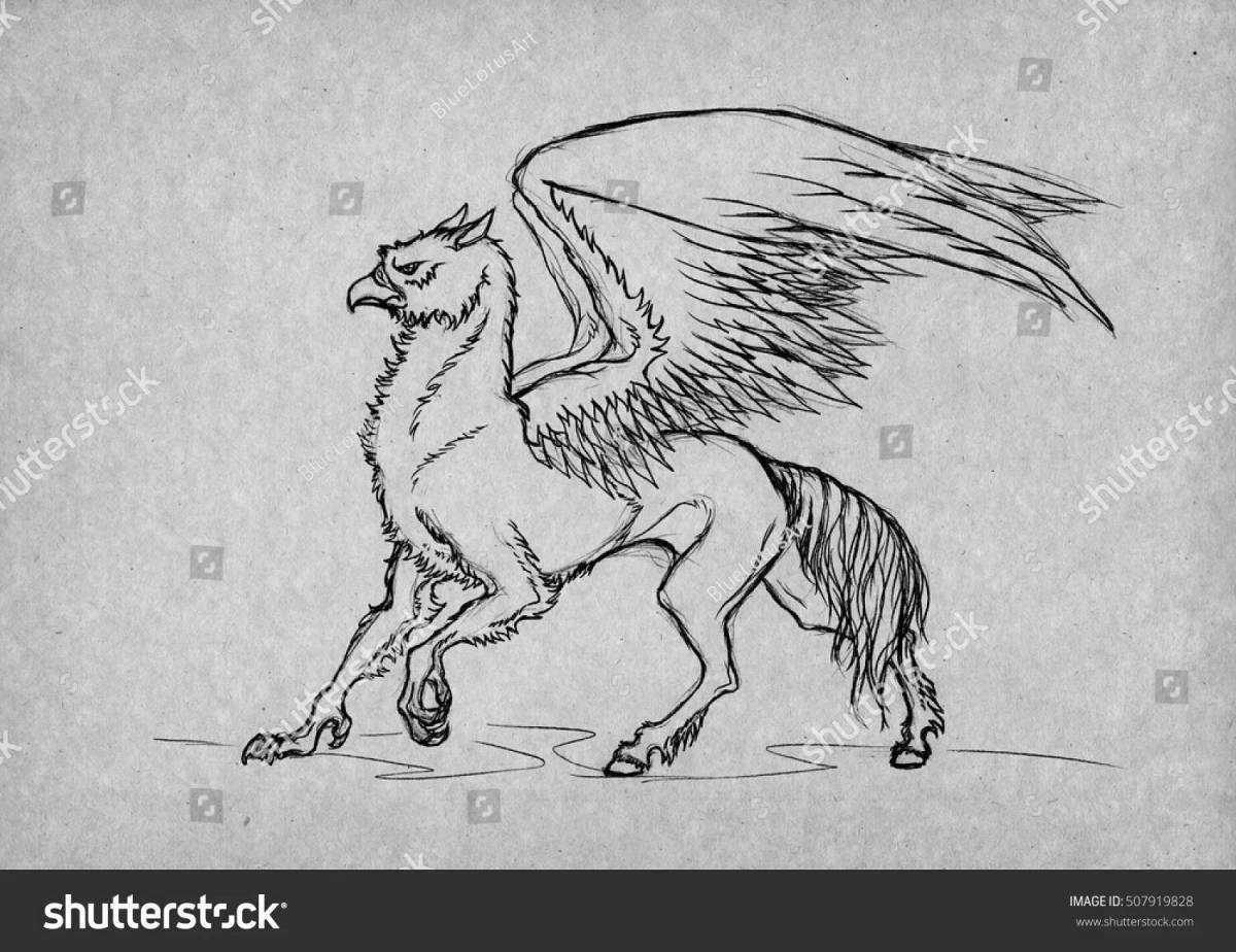 Majestic hippogriff coloring book
