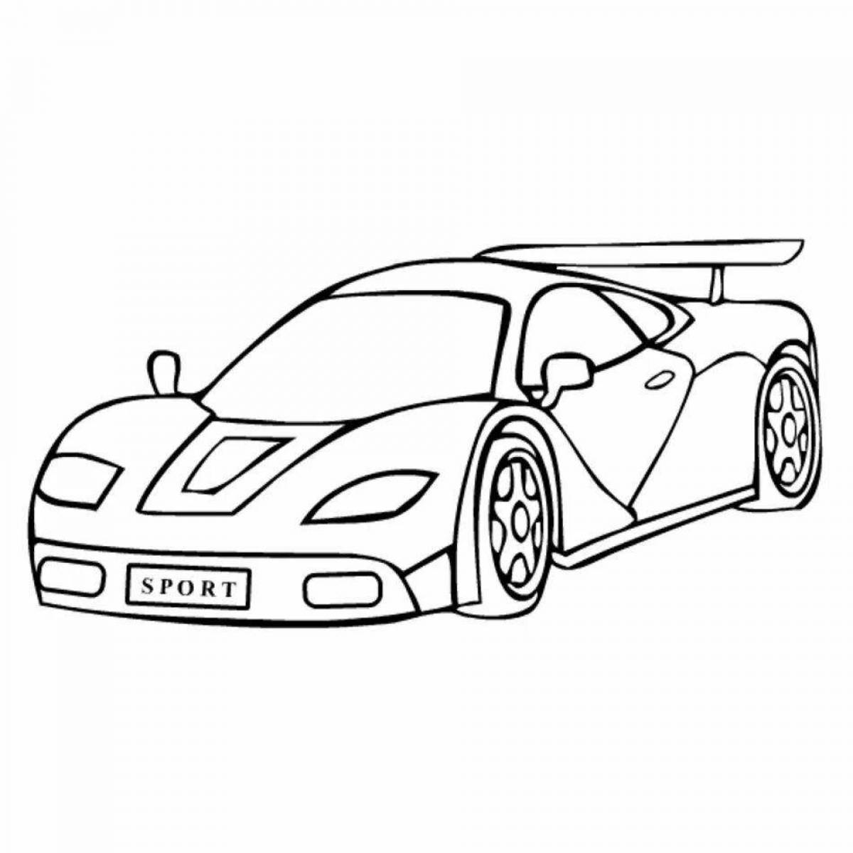 Bright sports car coloring for kids