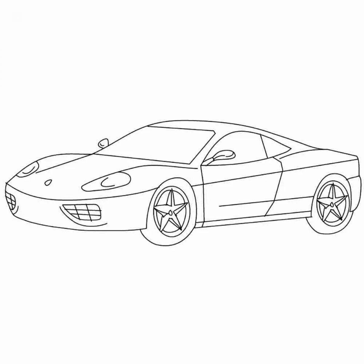 Coloring book dazzling sports car for kids